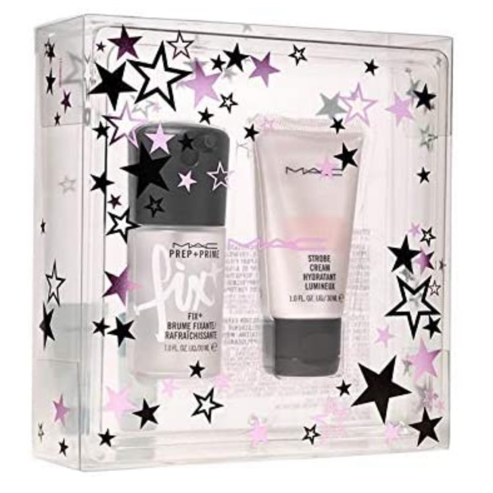 MAC STARS OF SKINCARE SET PREP + PRIME FIX+ AND STROBE CREAM SET $32 Value NIB